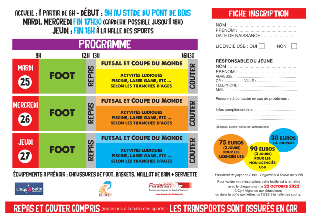 Stage Foot Vacances Toussaint Usbrioude Club De Foot Brioude